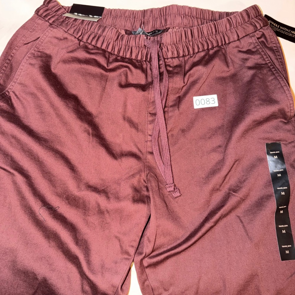 Banana Republic Mens Travel Jogger Pants Burgundy Maroon Mid Rise Tapered Size M